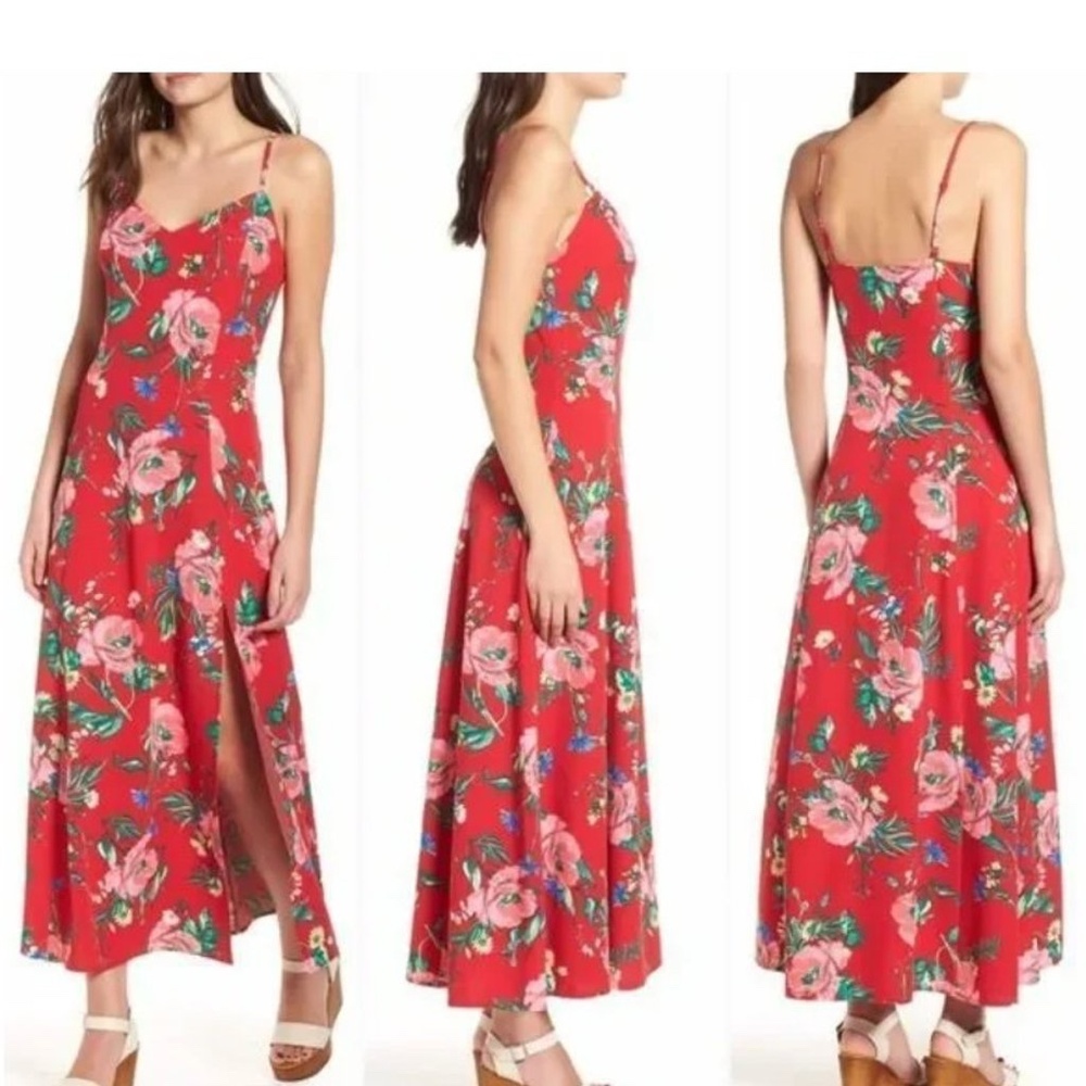 Love Fire Floral Red Dress
